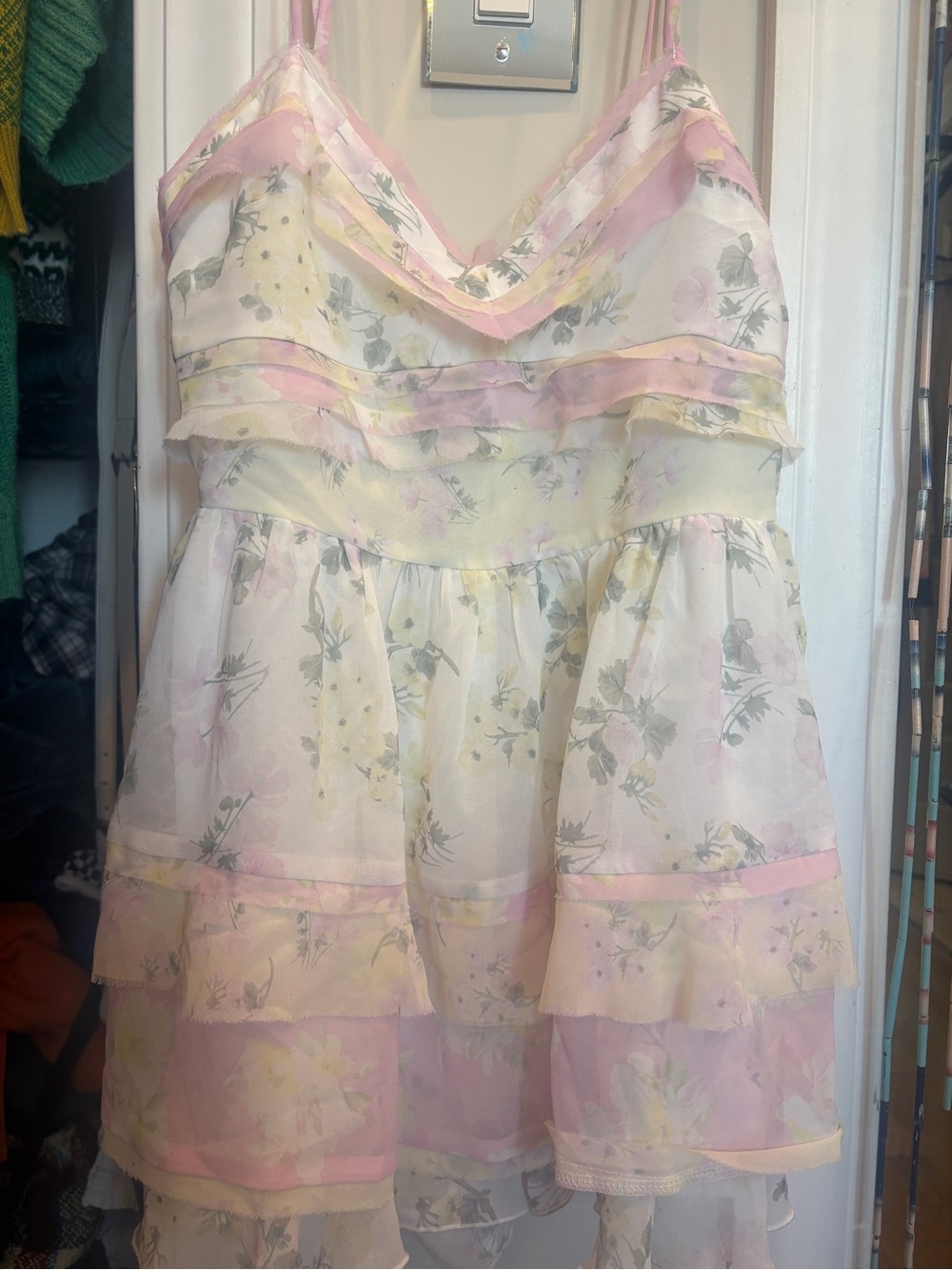 NWT Sheer ruffle romper by Altar’d State
